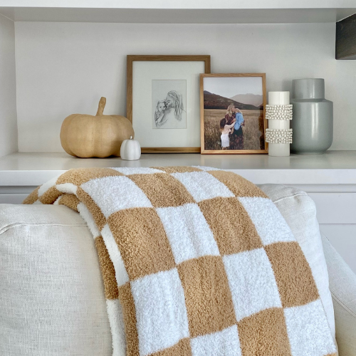 Large Checkered Throw Blanket